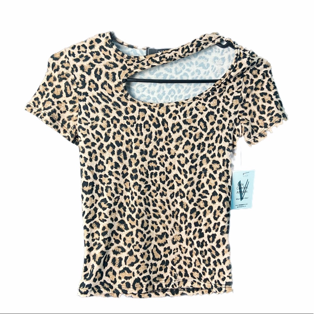 VIBE Sportswear Leopard Print Top, size XS